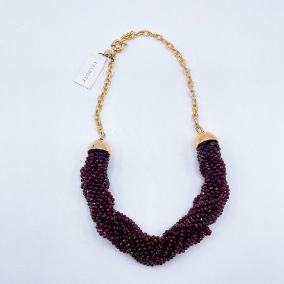 Talbots Jewelry - NWT Talbots Pomegranate Color Twisted Beaded Necklace With Gold-Tone Chain & Cla